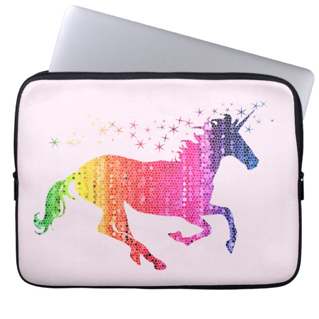 Rainbow Roze Unicorn Laptop Sleeve (Voorkant)