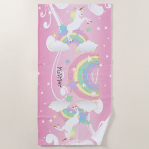 Rainbow Roze Unicorn Strandlaken