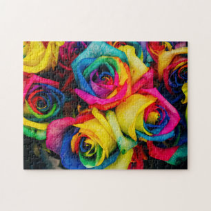 Rainbow Rozen Colorful Floral Flower Bouquet Legpuzzel