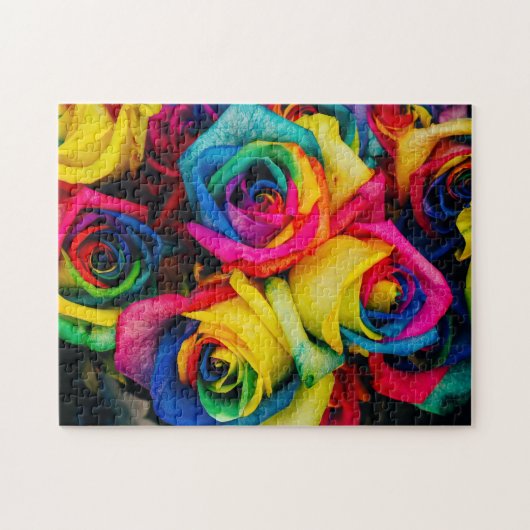 Rainbow Rozen Colorful Floral Flower Bouquet Legpuzzel (Horizontaal)