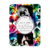 Rainbow Rozen Zwart & Wit Bloemen Bewaar de Datum Magneet (Verticaal)