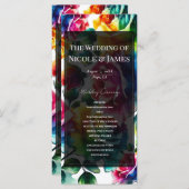 Rainbow Rozen Zwart & Wit Bloemen Trouwprogramma Programmakaart (Voorkant / Achterkant)
