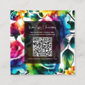 Rainbow Rozen Zwart & Wit Levendige Bloemen Detail Vierkante Visitekaartje (Achterkant)