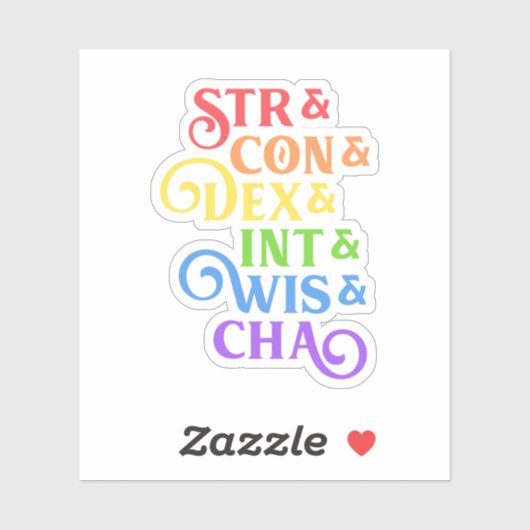 Rainbow RPG Stats Tafelblad Sticker (Vel)