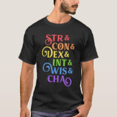 Rainbow RPG Stats Tafelblad T-shirt (Voorkant)