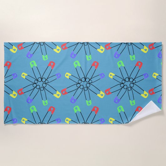 Rainbow Safety Pin Beach Towel Strandlaken (Voorkant)