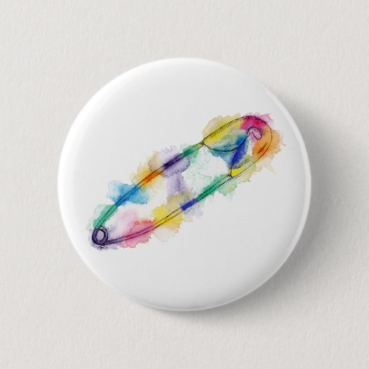 Rainbow Safety Pin Button (Voorkant)