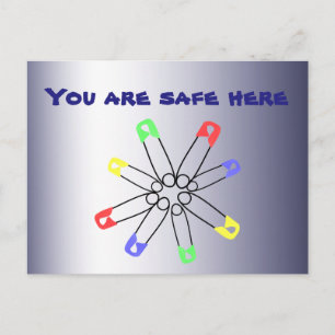 Rainbow Safety Pin Solidarity Blue Red Green Briefkaart