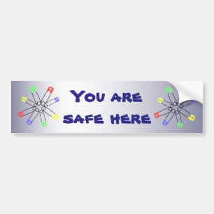 Rainbow Safety Pin Solidarity Blue Yellow Green Bumpersticker