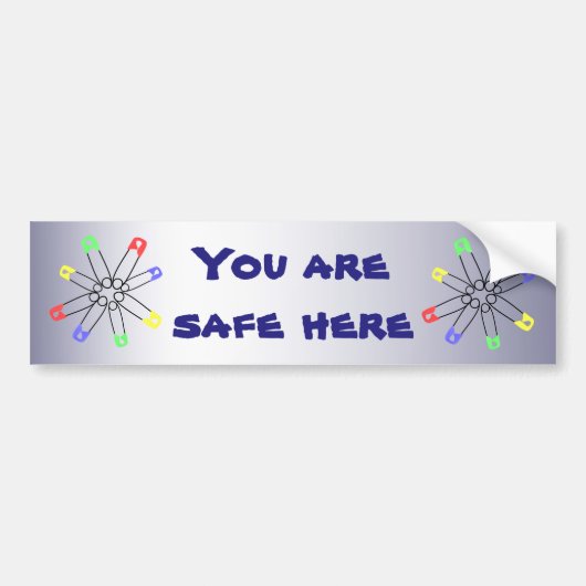 Rainbow Safety Pin Solidarity Blue Yellow Green Bumpersticker (Voorkant)