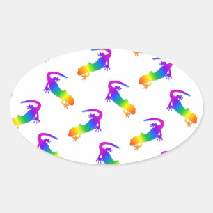Rainbow Salamander Ovale Sticker
