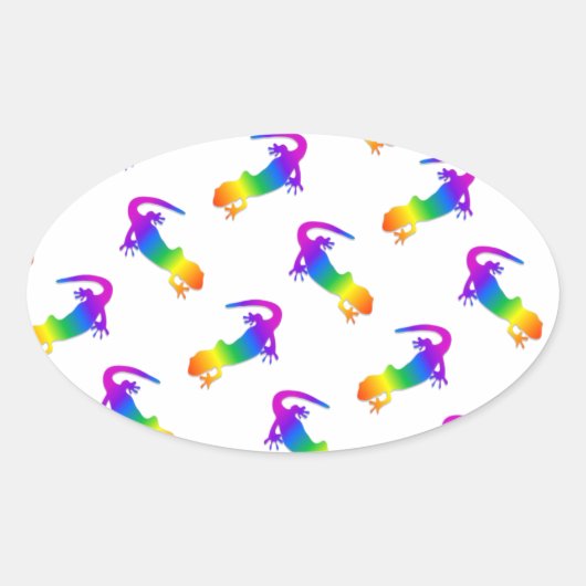 Rainbow Salamander Ovale Sticker (Voorkant)