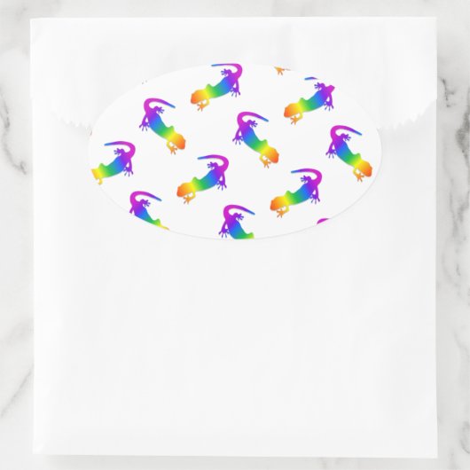 Rainbow Salamander Ovale Sticker (Tas)