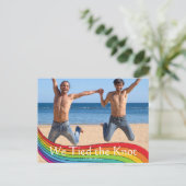 Rainbow Same Gender Photo Wedding Announding Briefkaart (Staand voorkant)