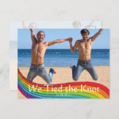 Rainbow Same Gender Photo Wedding Announding Briefkaart (Voorkant / Achterkant)