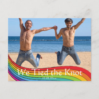 Rainbow Same Gender Photo Wedding Announding Briefkaart