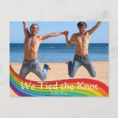 Rainbow Same Gender Photo Wedding Announding Briefkaart (Voorkant)