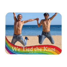 Rainbow Same Gender Photo Wedding Announding Magneet