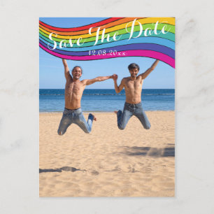 Rainbow Same Gender Photo Wedding Save the Date Briefkaart