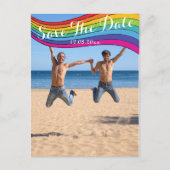Rainbow Same Gender Photo Wedding Save the Date Briefkaart (Voorkant)