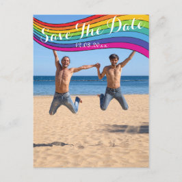 Rainbow Same Gender Photo Wedding Save the Date Briefkaart