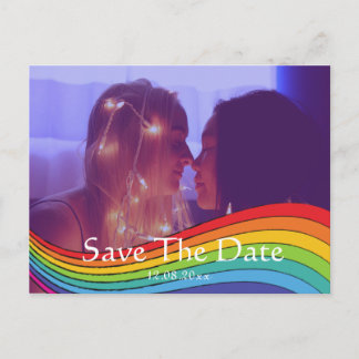 Rainbow Same Gender Photo Wedding Save the Date Po Briefkaart