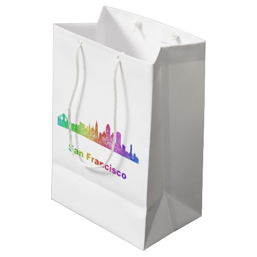 Rainbow San Francisco skyline Medium Cadeauzakje (Achterkant Gekanteld)