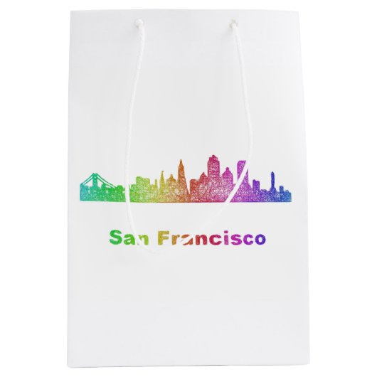 Rainbow San Francisco skyline Medium Cadeauzakje (Voorkant)