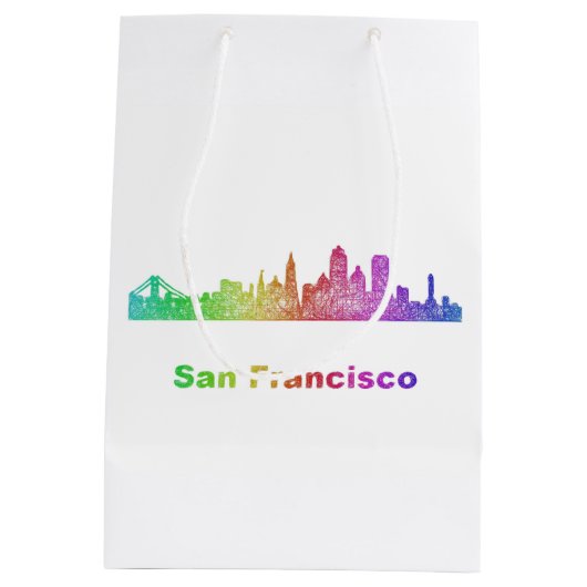 Rainbow San Francisco skyline Medium Cadeauzakje (Achterkant)