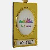 Rainbow San Francisco skyline Verguld Banner Ornament (Rechts)