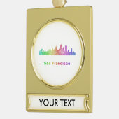 Rainbow San Francisco skyline Verguld Banner Ornament (Links)