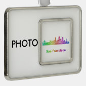 Rainbow San Francisco skyline Verzilverd Omlijst Ornament (Rechts)