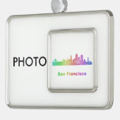 Rainbow San Francisco skyline Verzilverd Omlijst Ornament (Links)