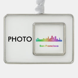 Rainbow San Francisco skyline Verzilverd Omlijst Ornament