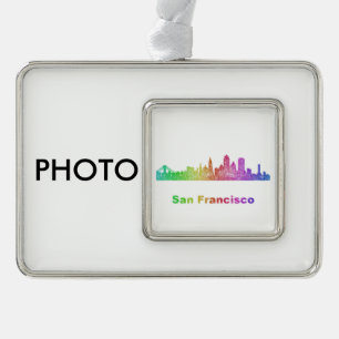 Rainbow San Francisco skyline Verzilverd Omlijst Ornament