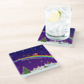 Rainbow Santa Claus Glazen Onderzetter (Schuin)