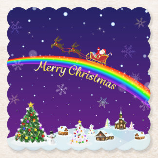 Rainbow Santa Claus Kartonnen Onderzetters