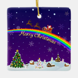 Rainbow Santa Claus Keramisch Ornament