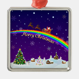 Rainbow Santa Claus Metalen Ornament