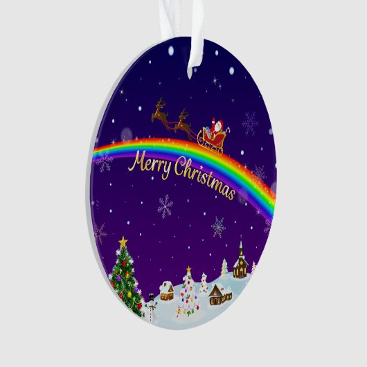 Rainbow Santa Claus Ornament (voorkant)
