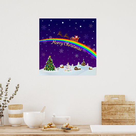 Rainbow Santa Claus Poster (Keuken)