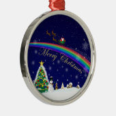 Rainbow Santa Metalen Ornament (Rechts)