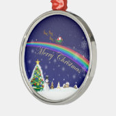 Rainbow Santa Metalen Ornament (Links)