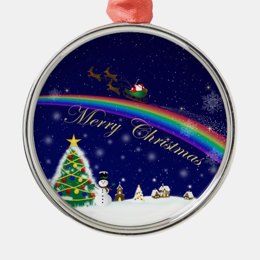Rainbow Santa Metalen Ornament (Voorkant)