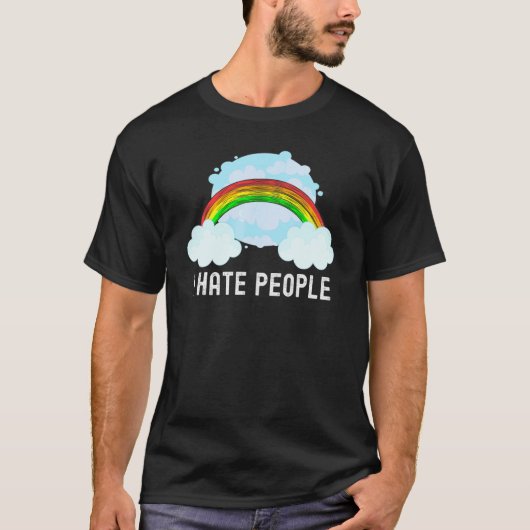 Rainbow Sarcastic ik haat mensen T-shirt (Voorkant)