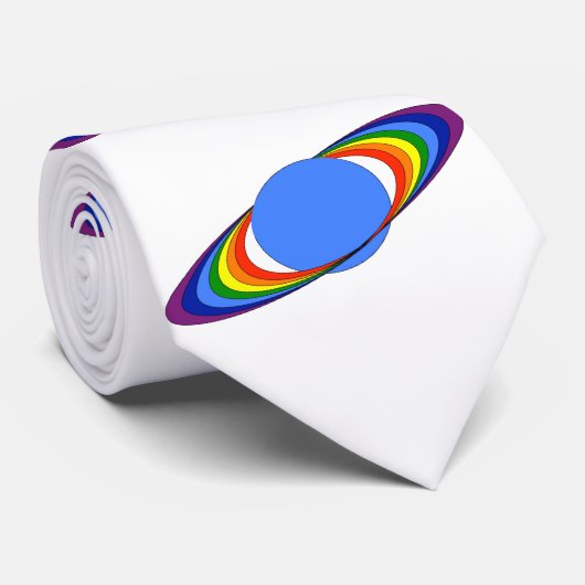Rainbow Saturn Neckte voor astronomen, wit Stropdas (Opgerold)