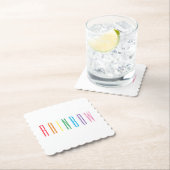 RAINBOW Scalloped Square Paper-Onderzetters Kartonnen Onderzetters (Insitu)
