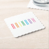 RAINBOW Scalloped Square Paper-Onderzetters Kartonnen Onderzetters (Gebogen)