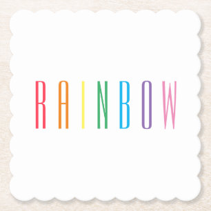 RAINBOW Scalloped Square Paper-Onderzetters Kartonnen Onderzetters