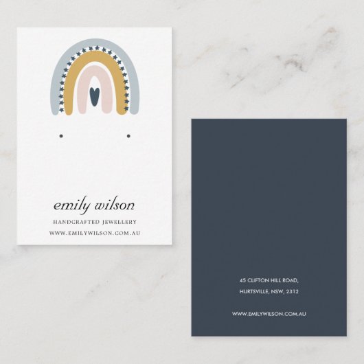 RAINBOW SCANDI BLUSH HEART EARRING STUD DISPLAY VISITEKAARTJE (Voorkant / Achterkant)